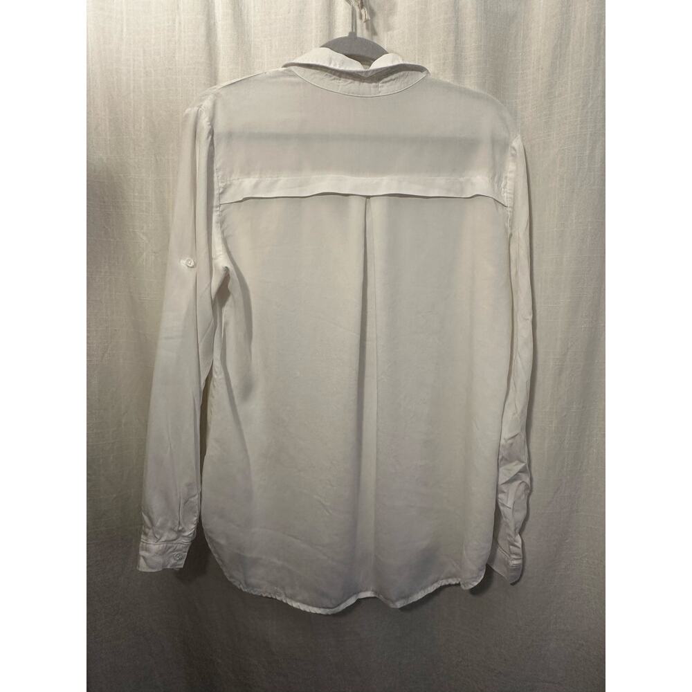 Cloth & Stone Womens White Lyocell Button Up Shirt Tab convertible sleeves Large - Picture 2 of 7